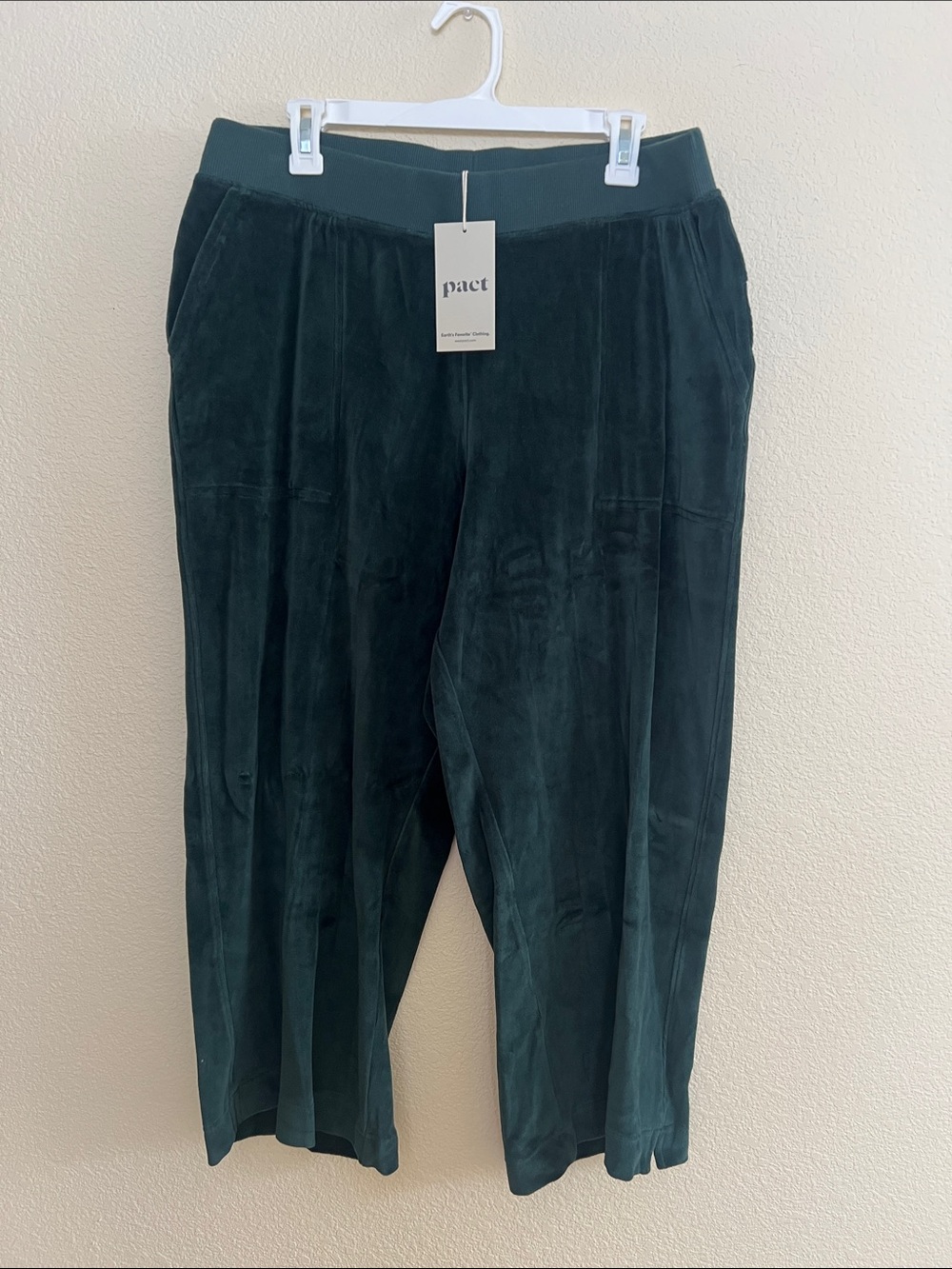 Pact Dark Spruce Velour Wide-Leg Pants - Picture 3 of 6
